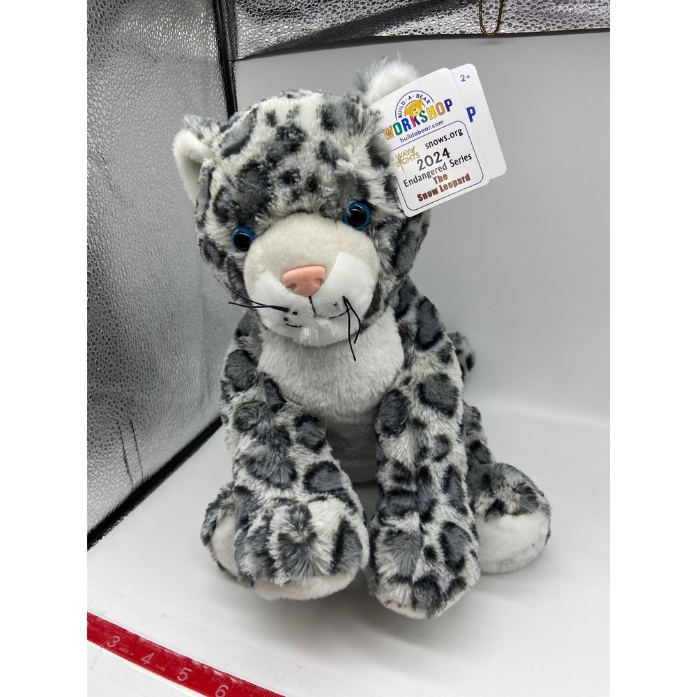 Build-A-Bear 2024 Endangered Series Snow Leopard Plush 12" Grey Spotted Cat